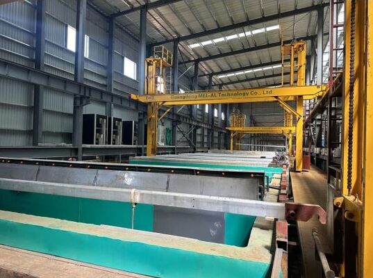 Bom preço 450T/mês Saída 6500mm Comprimento Máximo do Perfil 8-12µm Espessura do Filme de Anodização Linha de Produção de Anodização de Perfis de Alumínio on-line