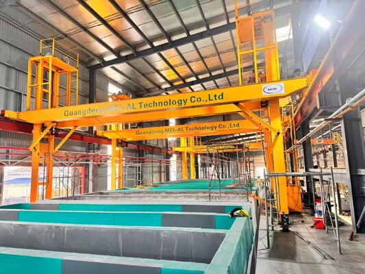 Bom preço 1000 toneladas/mês Linha de produção de anodização manual com espessura de película de 8-12 μm e comprimento máximo do perfil de 6500 mm on-line